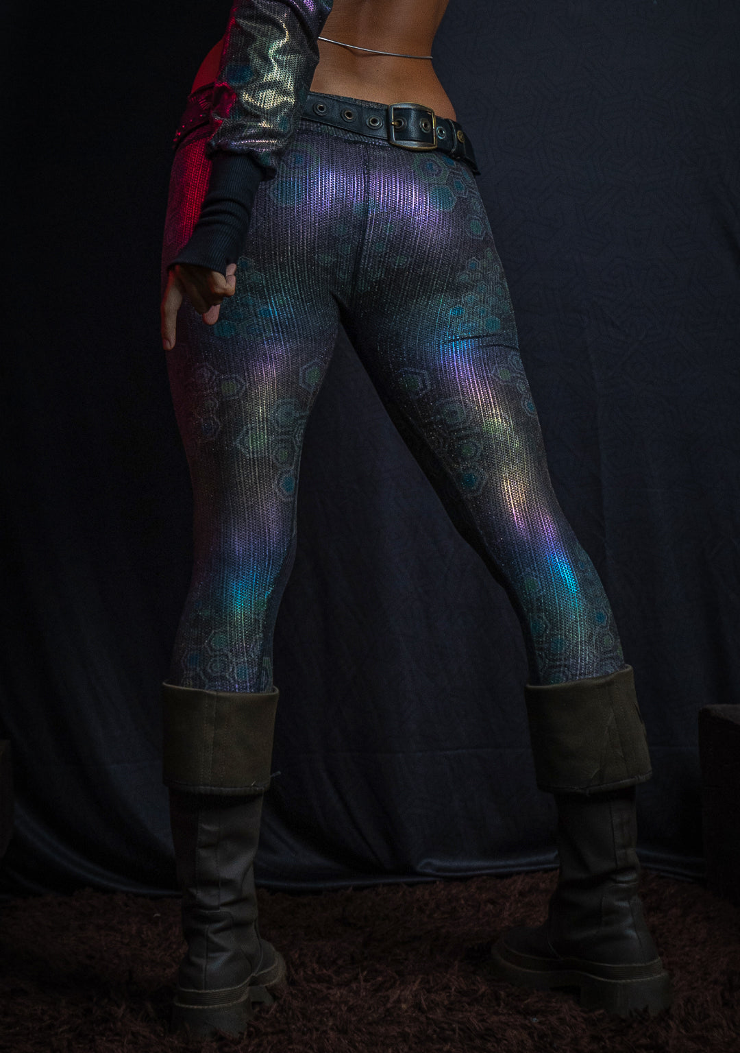 Leggings Capri / Holographic Rainbow Dots Flatrib - MYCELIUM
